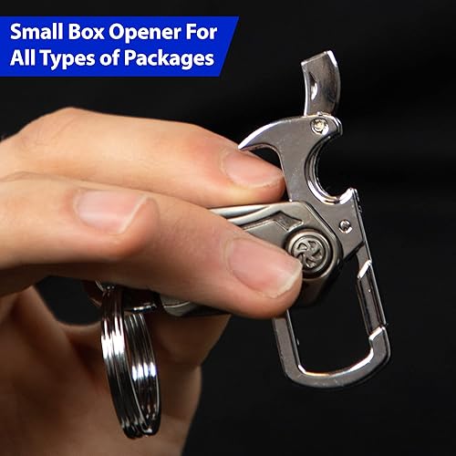 Miniatura 2 de Llavero multiherramienta definitivo con abridor de botellas, giratorio, soporte para teléfono y mosquetón, accesorio de metal duradero para hombres