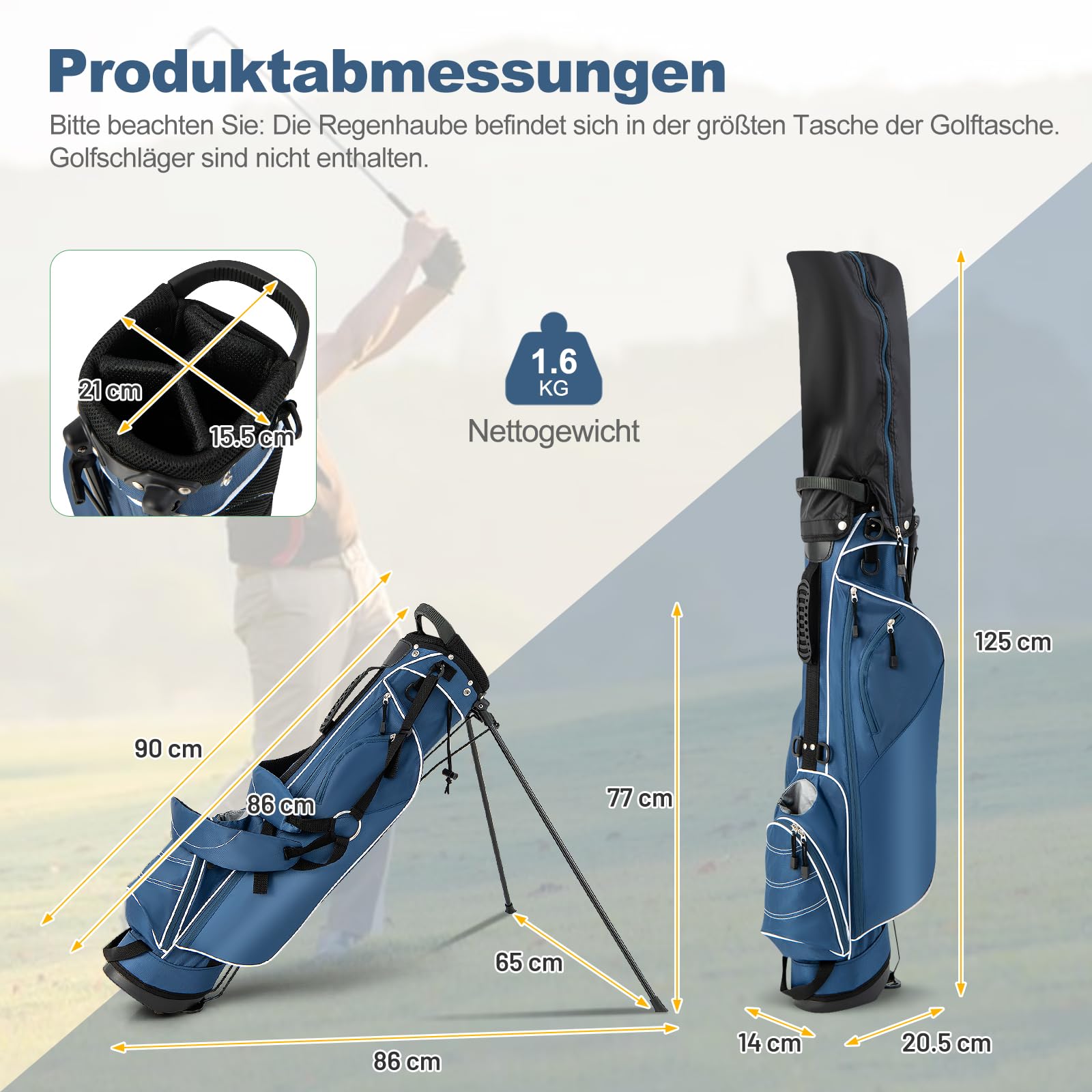 GOPLUS Golftasche, Golfbag, Golf Stand Bag mit Pencil Bag, Profi-Reisebag, Ständerbag mit Gurt, Farbewahl
