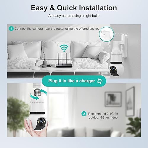 Miniatura 3 de Hawkray Cámara de seguridad inalámbrica WiFi para interiores y exteriores, WiFi de doble banda de 2.4 y 5 GHz, visión nocturna a todo color 2K,