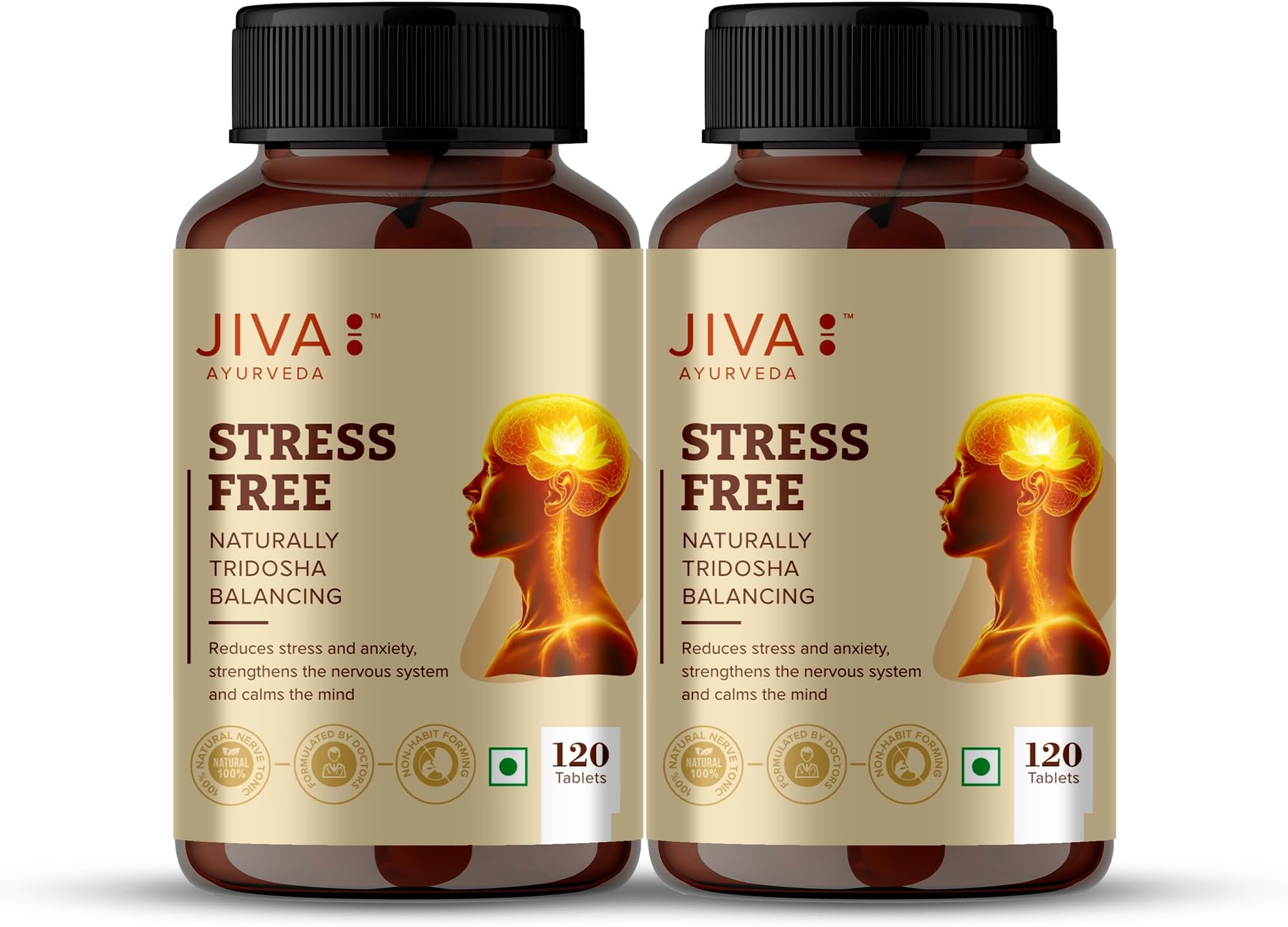 Jiva Stress-Free Tablets - 120 Tablets Each (Pack of 2)| Effective Ayurvedic Treatment for Stress & Anxiety