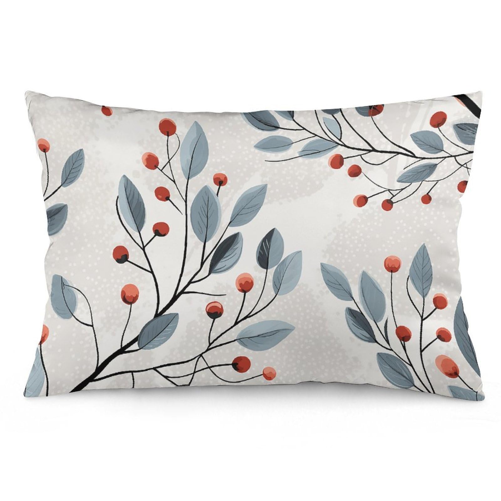 2 Pack Pillow Cases for Hair and Skin, Soft Breathable Pillow Case Covers with Hidden Zipper, Holly Leaf Pattern Pillowcase 20"x30" Pillow Covers for Sleeping Gift