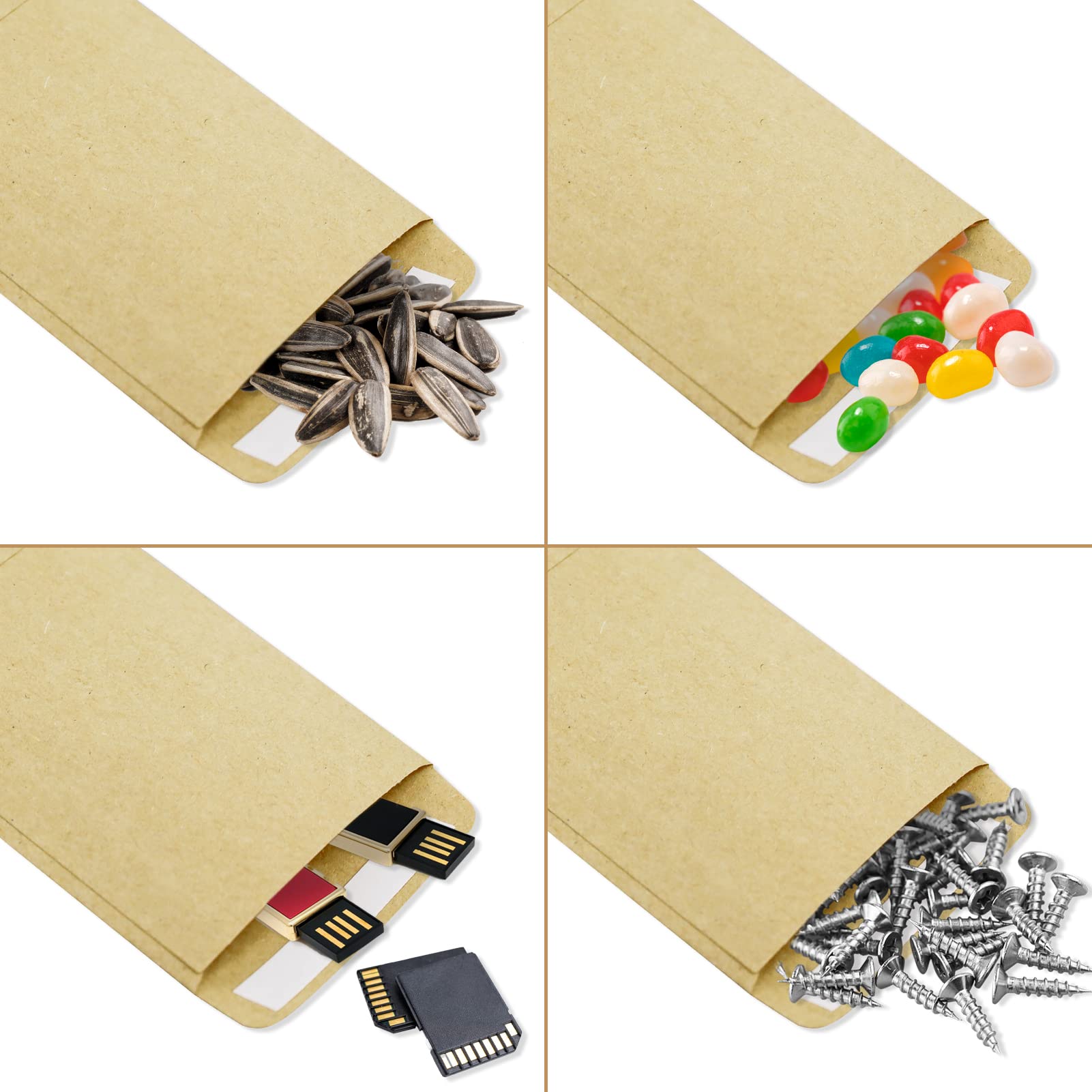 SZXMDKH Buste Piccole Sacchetto di Carta Autoadesiva 9 x 6 cm per Monete, Perline, Francobolli