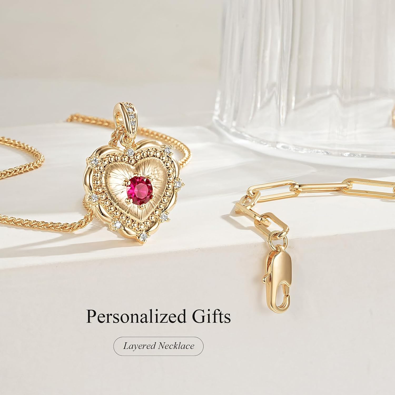 MEVECCO Woman Layered Heart Necklace for Women 18K Gold Plated Dainty Gold Charm Choker Layering Necklace Stack Minimalist Handmade Jewelry Set Gift - Image 7