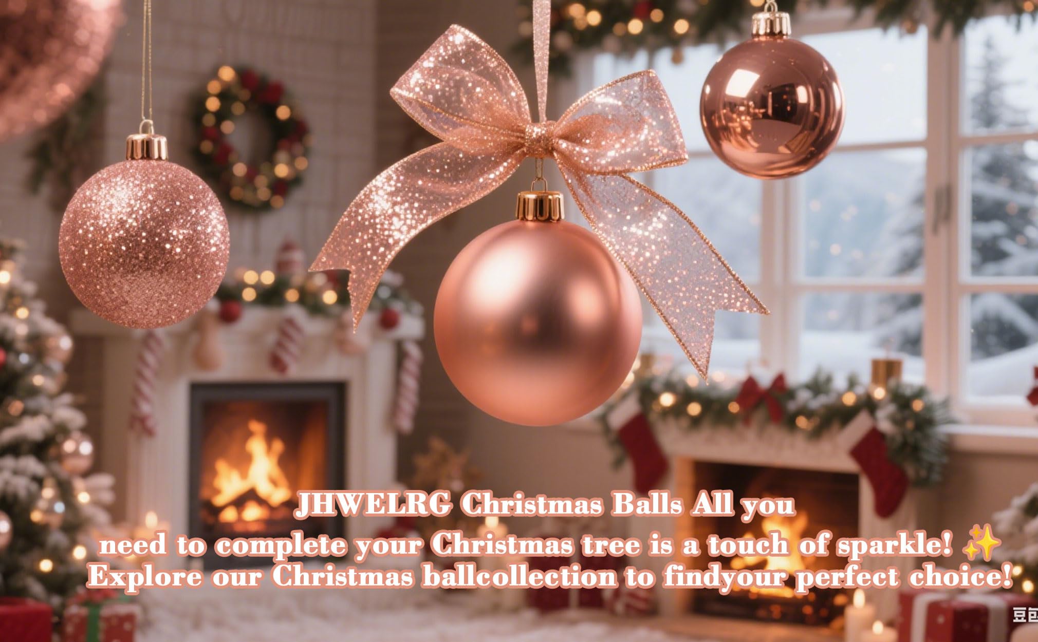 Weihnachtskugeln 101stück Kunstoff Christbaumkugeln Set, Christbaumkugeln Roségold Matt, Glänzend, Glitzernd mit Tannenzapfen Weihnachtsbänder für Weihnachtsbaum Deko Party, Haus Dekoration