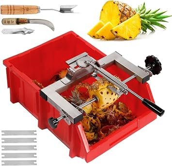 Commercial Pineapple Peeler, Pineapple Peeling Machine with Anti-slip Handle, Adjustable Spacing 30-36 Cm and No Pulp Waste, Quick Peeling and Easy to Replace Blades