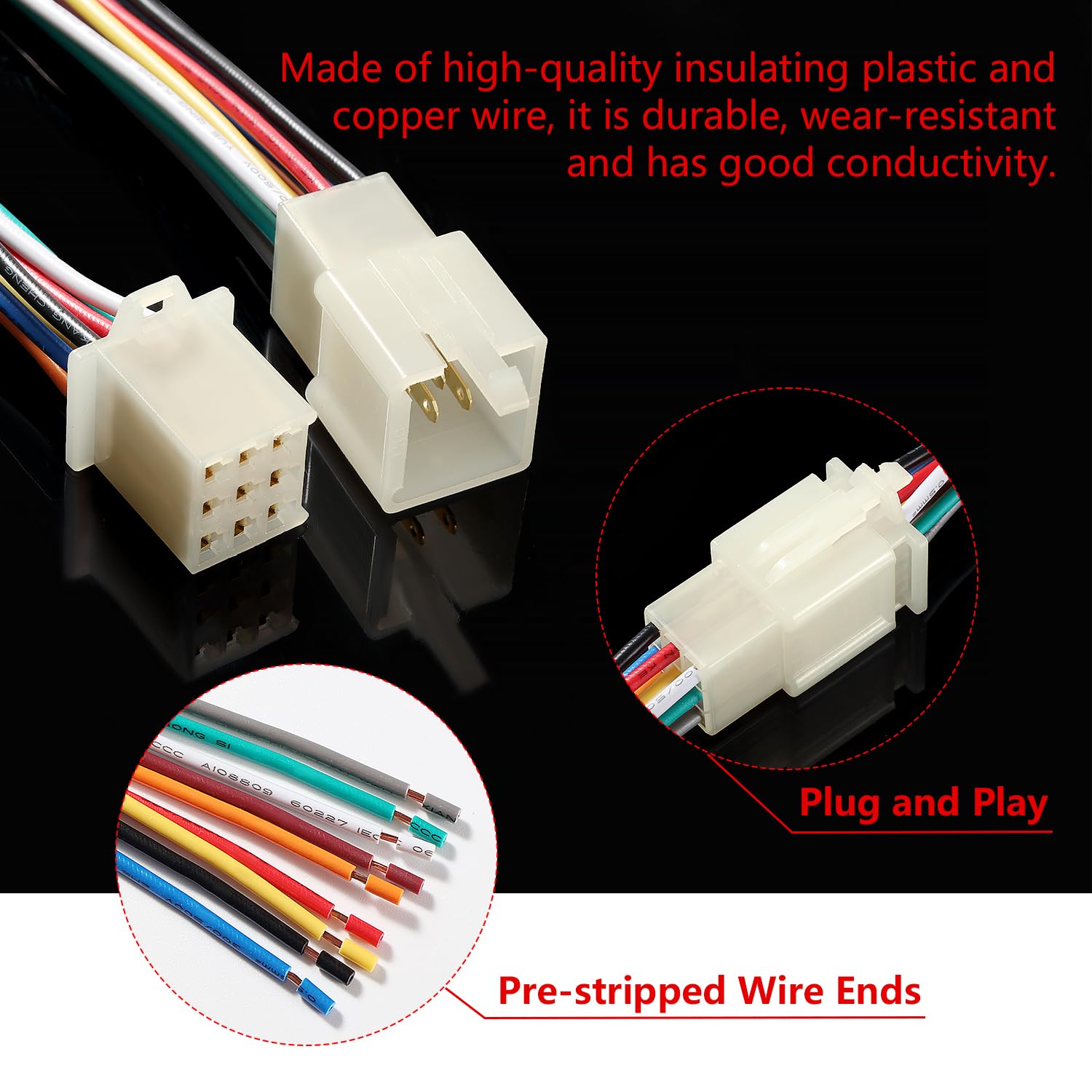 YIXISI 2 works 2.8mm 9 Pin Automotive Electrical Wire Connectors, Male and Female Housing Connector with 140mm 20 AWG Cable - Image 3