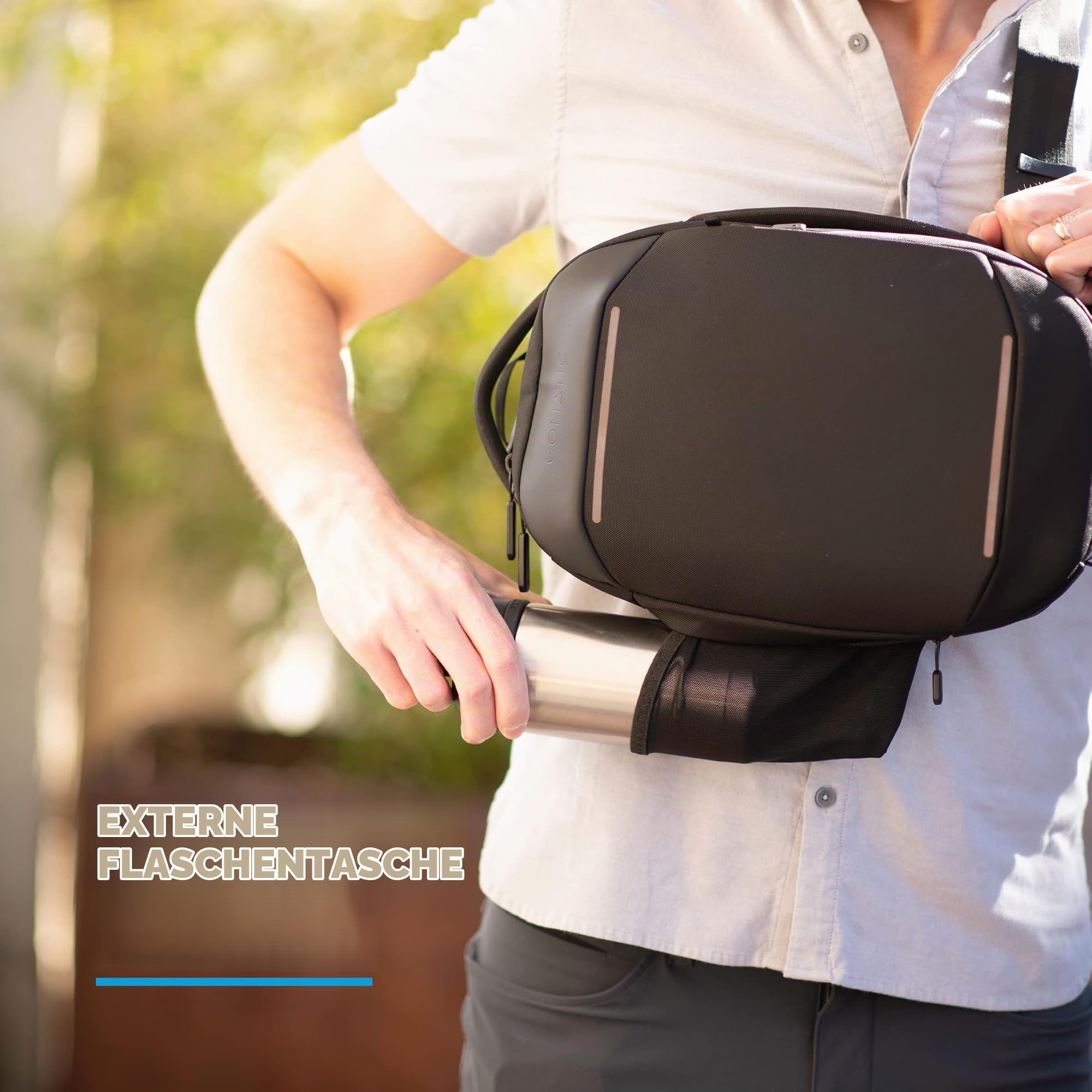 Gomatic Navigator Sling 6 L | Crossbody-Bag | Gürteltasche | Sling-Bag | Daypack | Tablet-Tasche | Umhängetasche für jeden Tag | Tagesrucksack wasserabweisend - Black