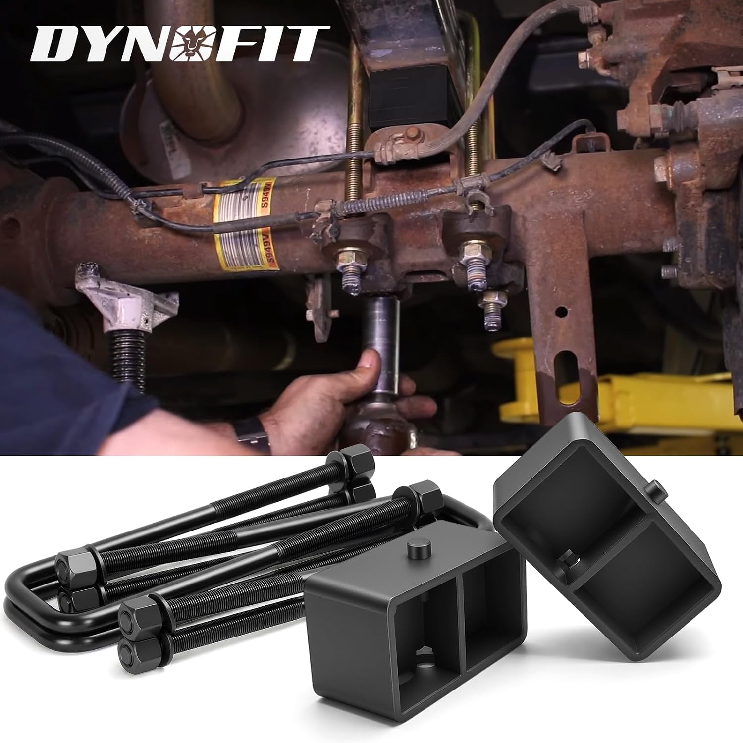 ‼️colors may vary and may have missing pcs ‼️dynofit 3 Inch Rear Lift Blocks for Silverado 1500 Sierra 1500 2WD 4WD(2007-2024), Leveling Block Kit Compatible with Chevy GMC Pickup, Square Leaf Spring Axle Ubolt Kit