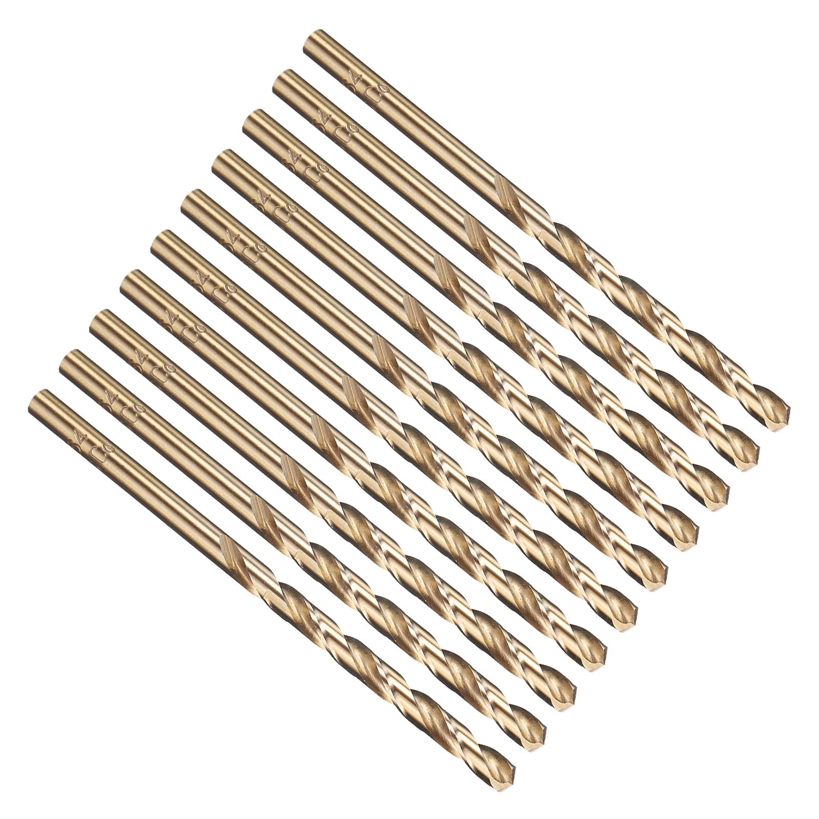 PATIKIL 9/64" Drill Bit, Jobber Straight Shank M35 Cobalt 5% High-Speed Steel 135° Gold Finish for Stainless Steel Hard Metal - 10 Pack