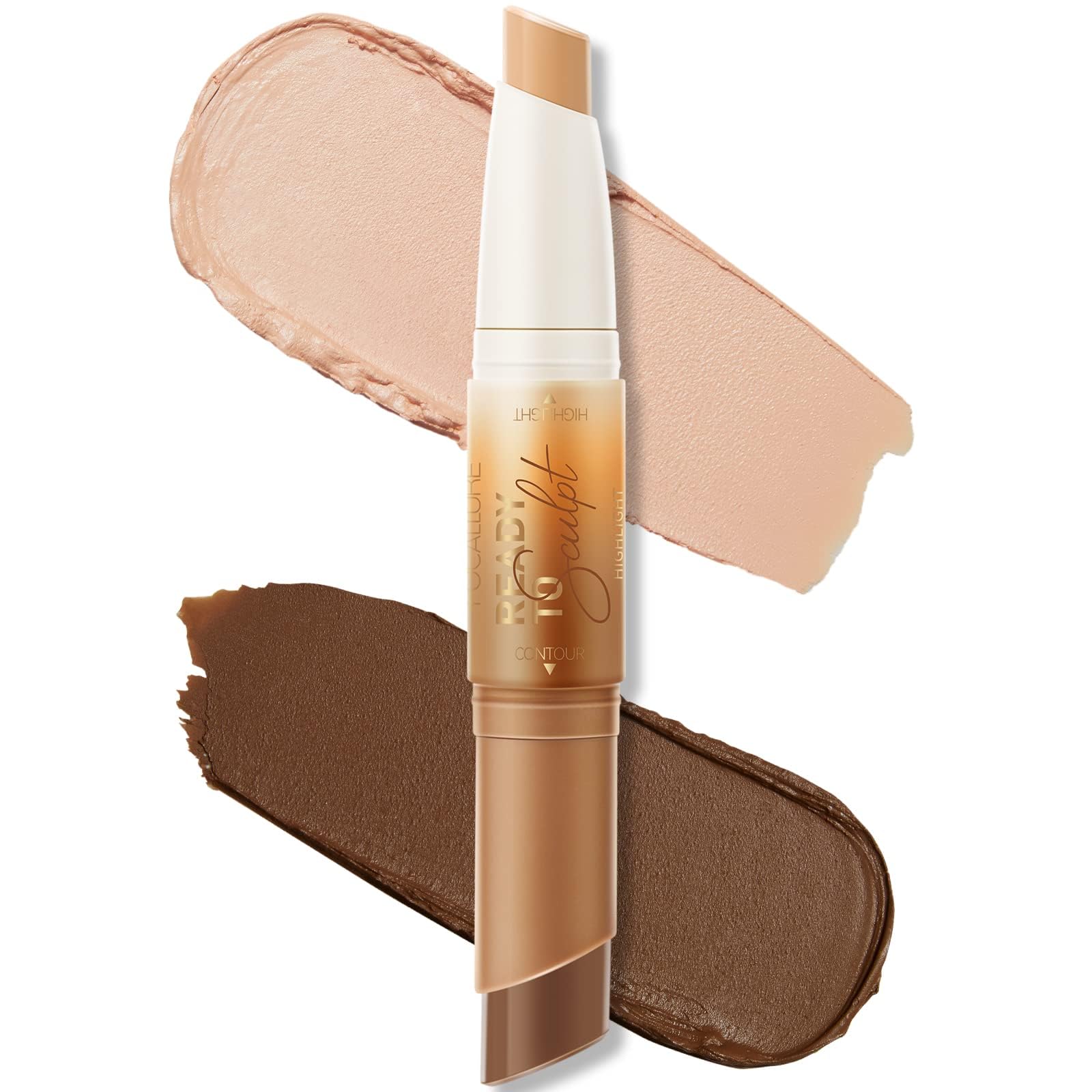 2 in 1 Cream Bronzer and Highlighter Stick,Non-greasy & Non-drying Contour Pencil,Easy to Create a Natural Matte Finishing,Long Lasting & Waterproof Face Brighten Make up Pen,TAN