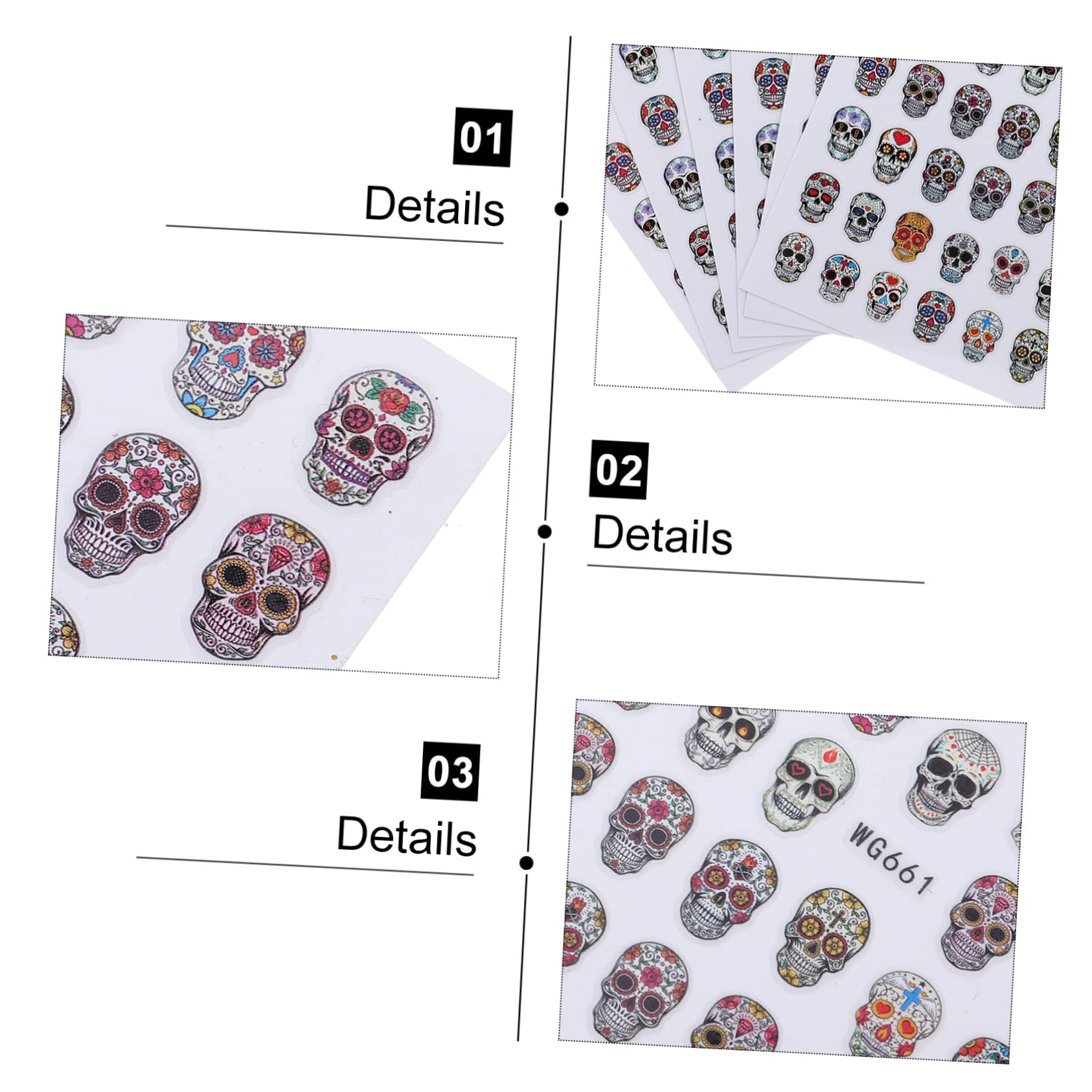 Healvian 4 Set Adesivi Unghie Halloween Stickers Autoadesivi Con Per Nail Art Decorazioni Per Manicure E Per Feste E Domestico 10 Fogli*4
