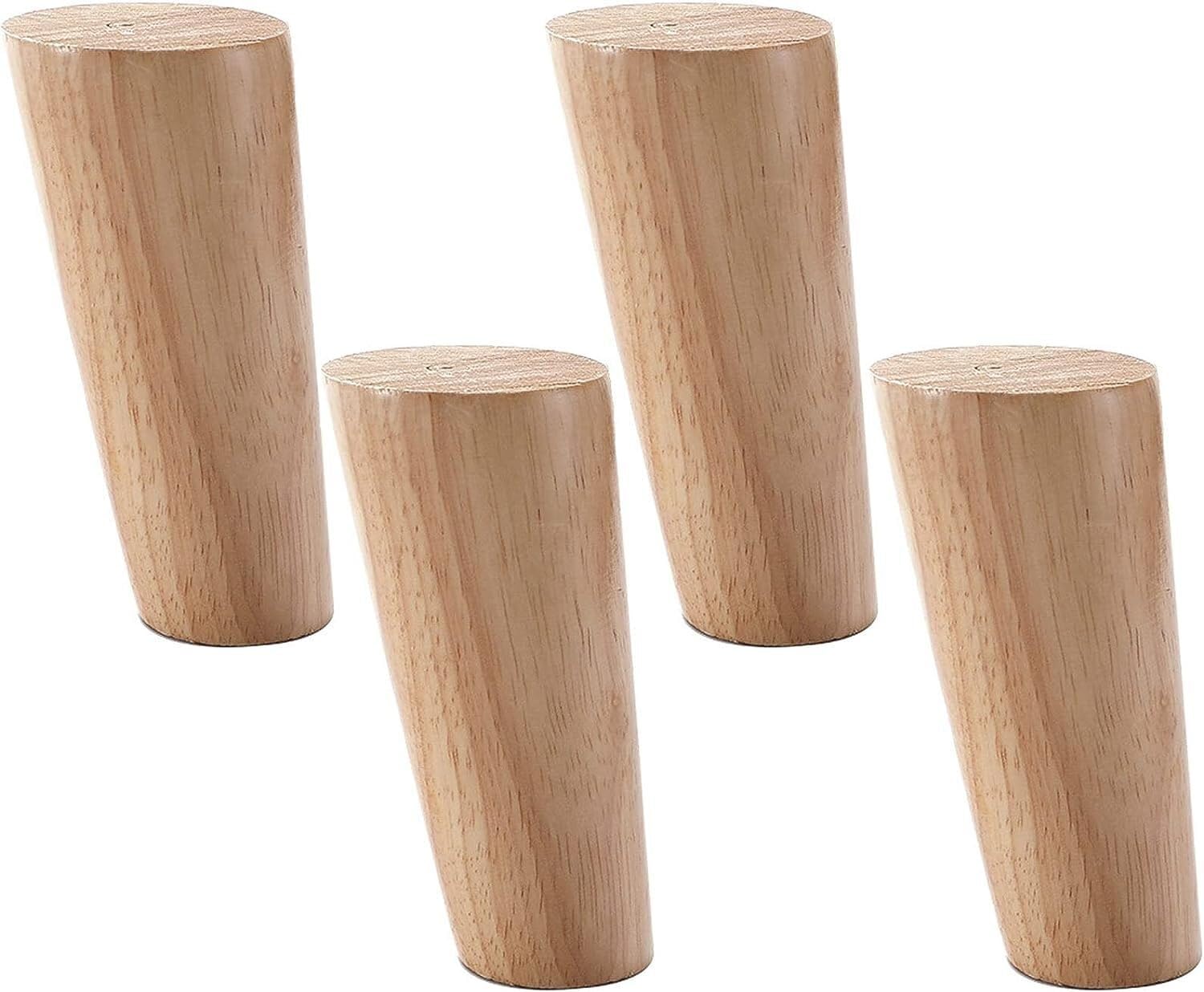 Patas de muebles redondas de madera natural inclinadas, juego de 4 piezas de 8 cm para hogar