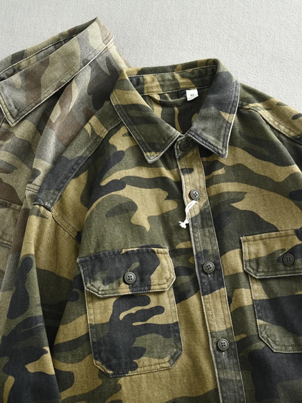 Camo1 koszula dla mężczyzn ciężkie bawełniane sprane bluzki amerykańskie na co dzień wiosna jesień odzież robocza bojówki topy płaszcze