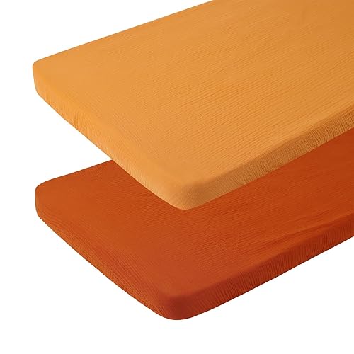 Juego de sábanas de muselina de 30 x 43 pulgadas, compatibles con 4moms Breeze Plus Playard & Breeze Go Playard y otros colchones grandes para