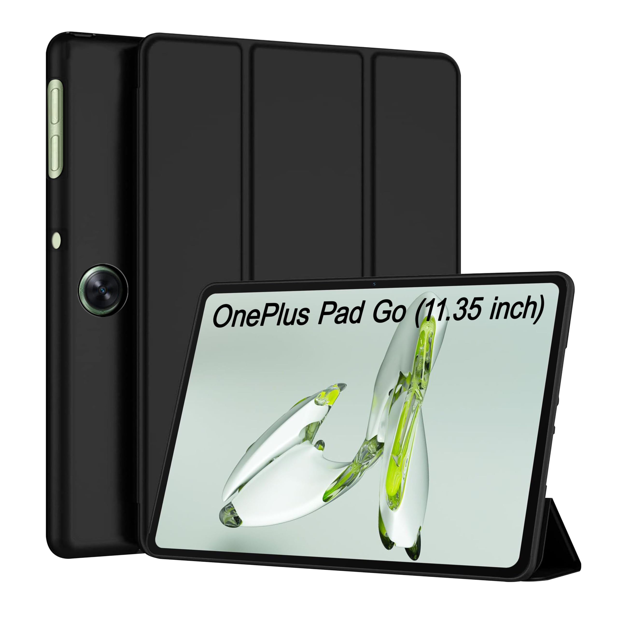 CEDO Tri-Fold OnePlus Pad Go (11.35 inch) Back Case with 2 Viewing Angles Stand | Leather Finish | Shockproof Stylish 360° TPU Coverage, Microfiber Lining with Auto Wake-Up/Sleep Mode (Black) (B0CVS1PNL6) Amazon Price History, Amazon Price Tracker