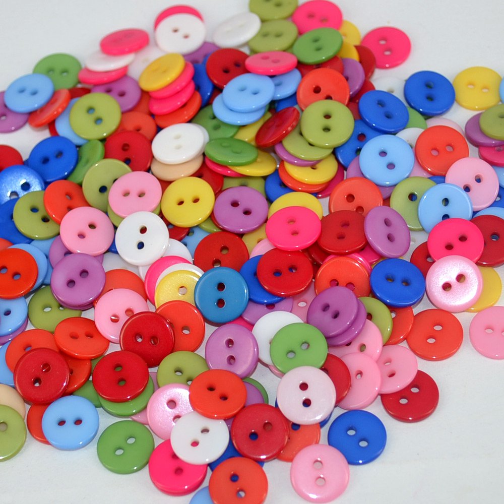 1000 x Round 2 Hole Sewing Buttons for Clothing Knitting, Crafts, Scrapbooking, etc. (Mixed, 11mm)