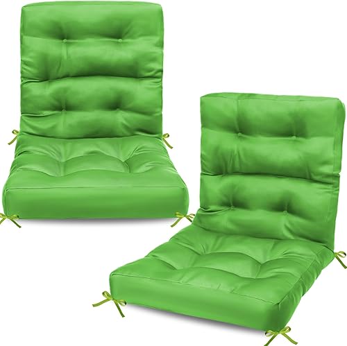 Hoteam Juego de 2 cojines para sillas de respaldo alto para exteriores, cojines de asiento de patio con lazos, cojín suave para mecedora, grueso,