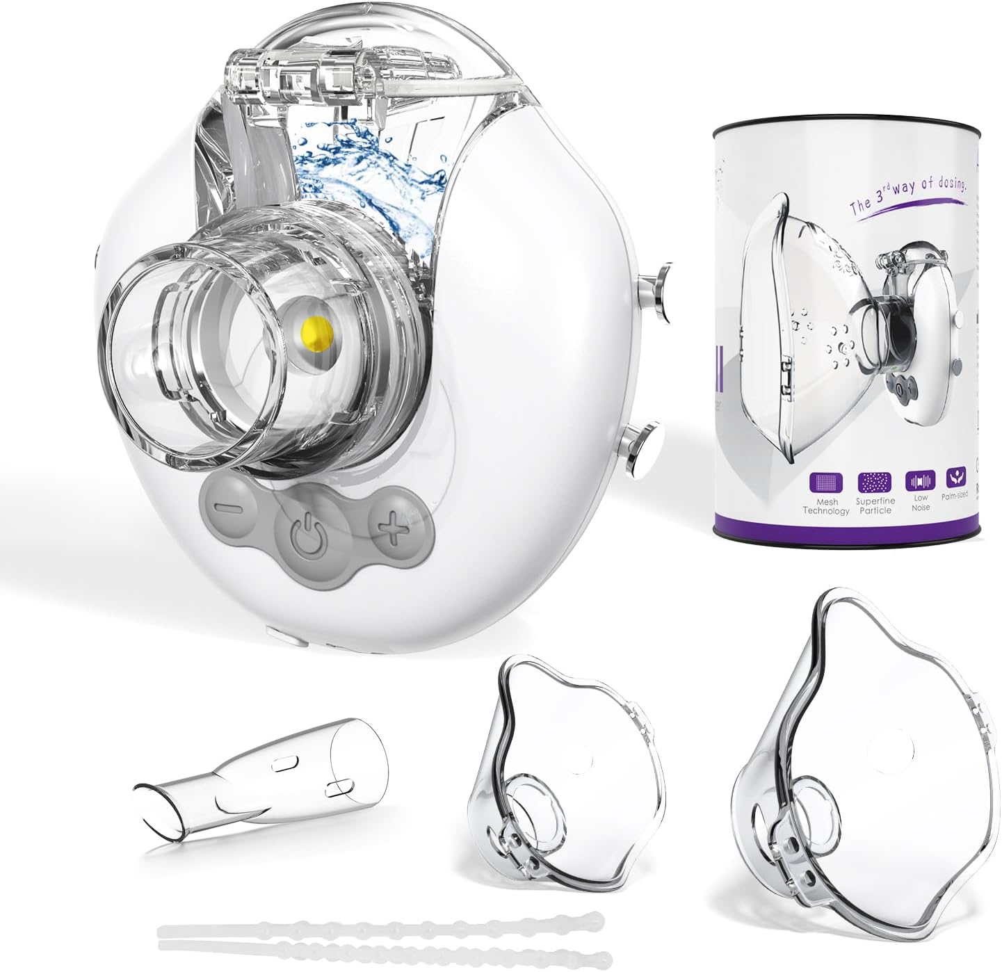 FEELLIFE Mini Nebuliser Machine for Adults Kids, Ultra Slience Handfree Nebulizer Inhaler with 3 Atomization Rate, Efficient Atomization for Home & Travel