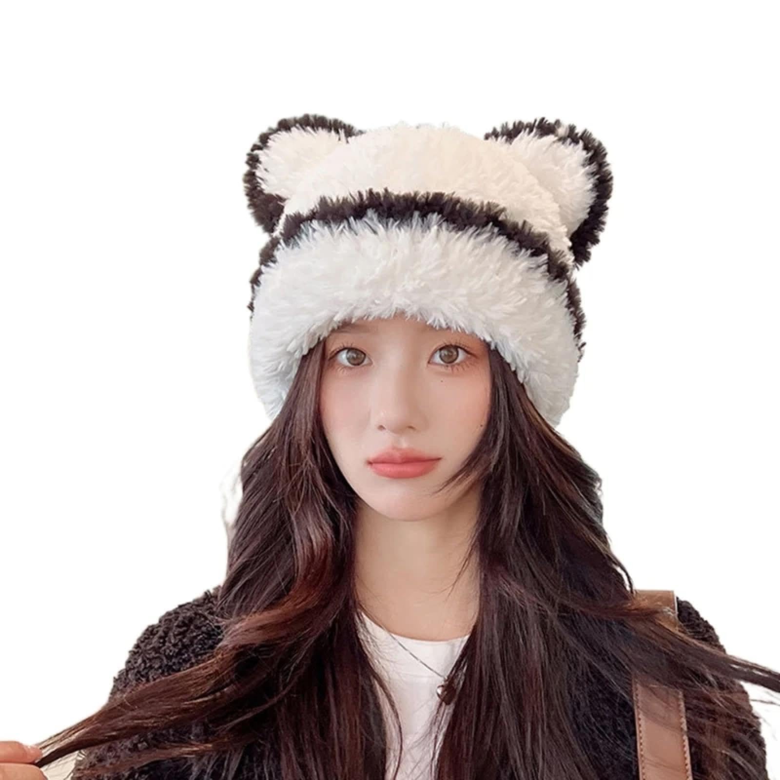 Gorros De Punto para Sombrero Tejido Beanie Sombrero De Oso Orejas Gorro De Invierno para Niñas