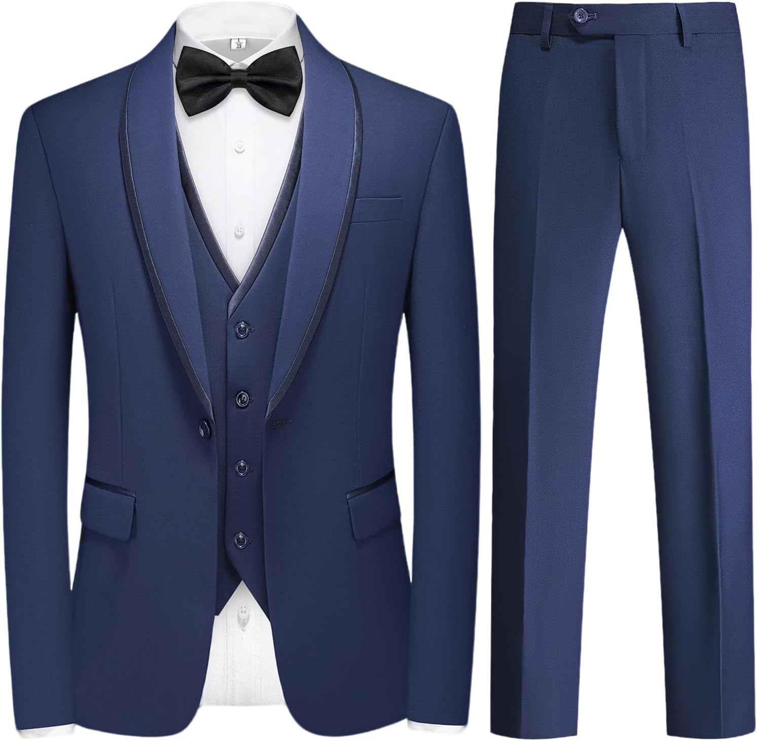 Tuxedo Suits for Men 3 Piece Mens Suit Shawl Lapel One Button Formal Set Jacket Pants for Wedding Business