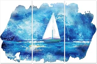 PLIGREAT 3 Sheets Rub on Transfers for Crafts, 6"x12" Oil Painting Furniture Transfer Paper Blue Sailboat Rub on Stickers Decals for DIY Wood Dressers Cabinet Ceramic Scrapbooking Home Decorative