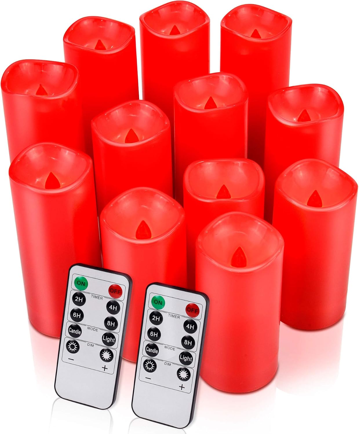 Comenzar Flameless Candles Outdoor Indoor Candles Set of 12(H 4" 5" 6" x D 2.1") Led