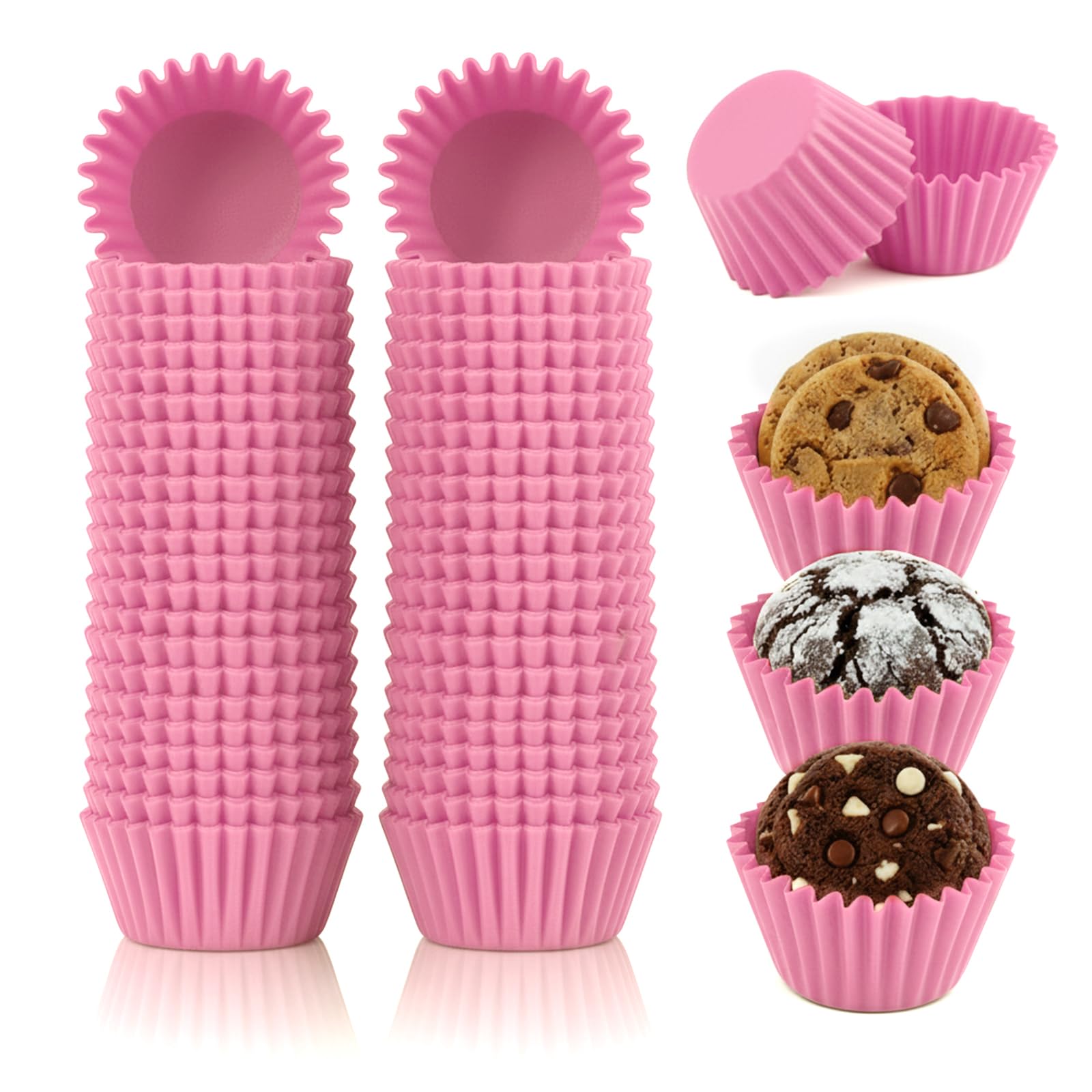 1000 Pcs Pink Mini Cupcake Liners Baking Cups Paper Cupcake Mini Muffin Liners Chocolate Dessert Cupcakes Wrapper Baking Cups for Cooking
