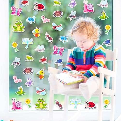 Miniatura 2 de Whaline 40 calcomanías de gel grueso para insectos y ventanas de insectos, calcomanías de gel para ventana de insectos, lindas calcomanías