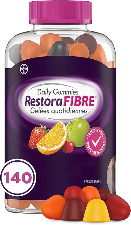 RestoraFIBRE Daily Prebiotic Fibre Gummies - Fibre Supplements For Men And Women, Naturally Sourced Inulin, Promotes Regularity And supports Healthy Digestive system, Gentle Constipation Relief For Adults, 140 Count
