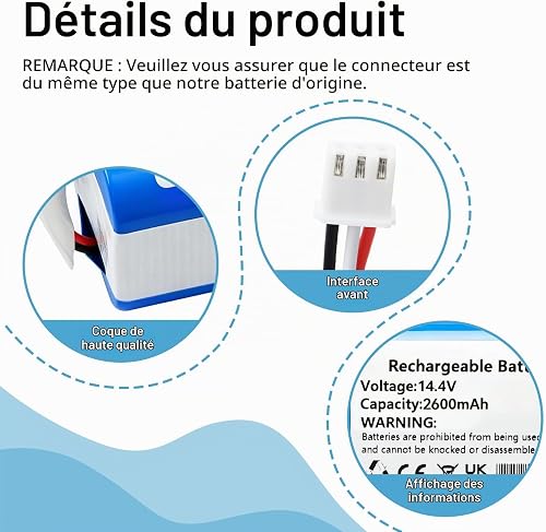 K KYUER 2600mAh MD-C30B LTR300VX Rechargeable Battery for Liectroux C30B, C30B 2D,Midea M4,Blaupunkt XBoost BPK-VCBB1XB,Proscenic Neo 820P 830P D071-INR-CH-4S1P Robot Vacuum Cleaner Battery - 4