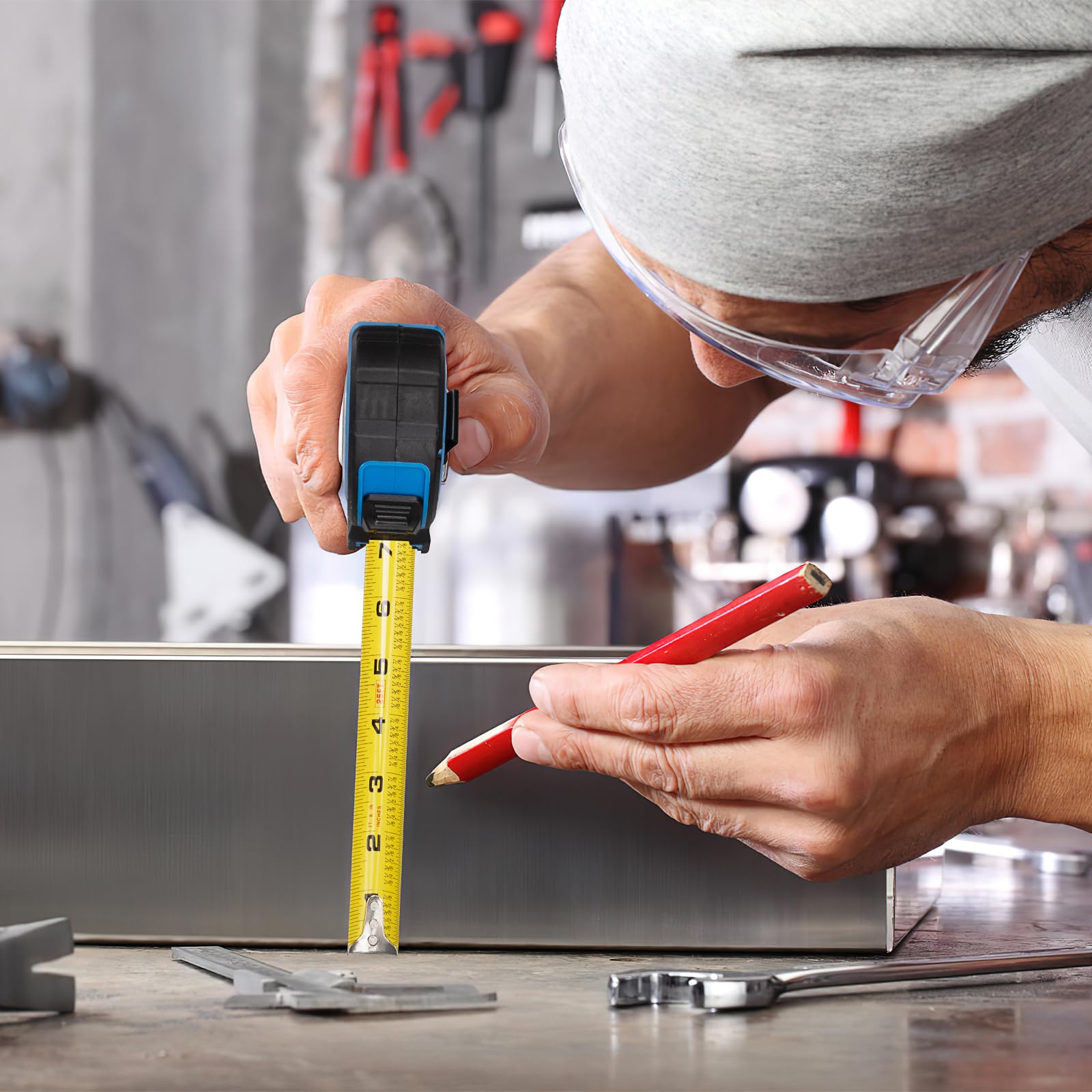 Maßband, einziehbares Maßband mit Brüchen, doppelseitig, leicht ablesbar, für Ingenieure, Bauarbeiten, Tischler, Architekten, Holzbearbeitung, 12 Stück