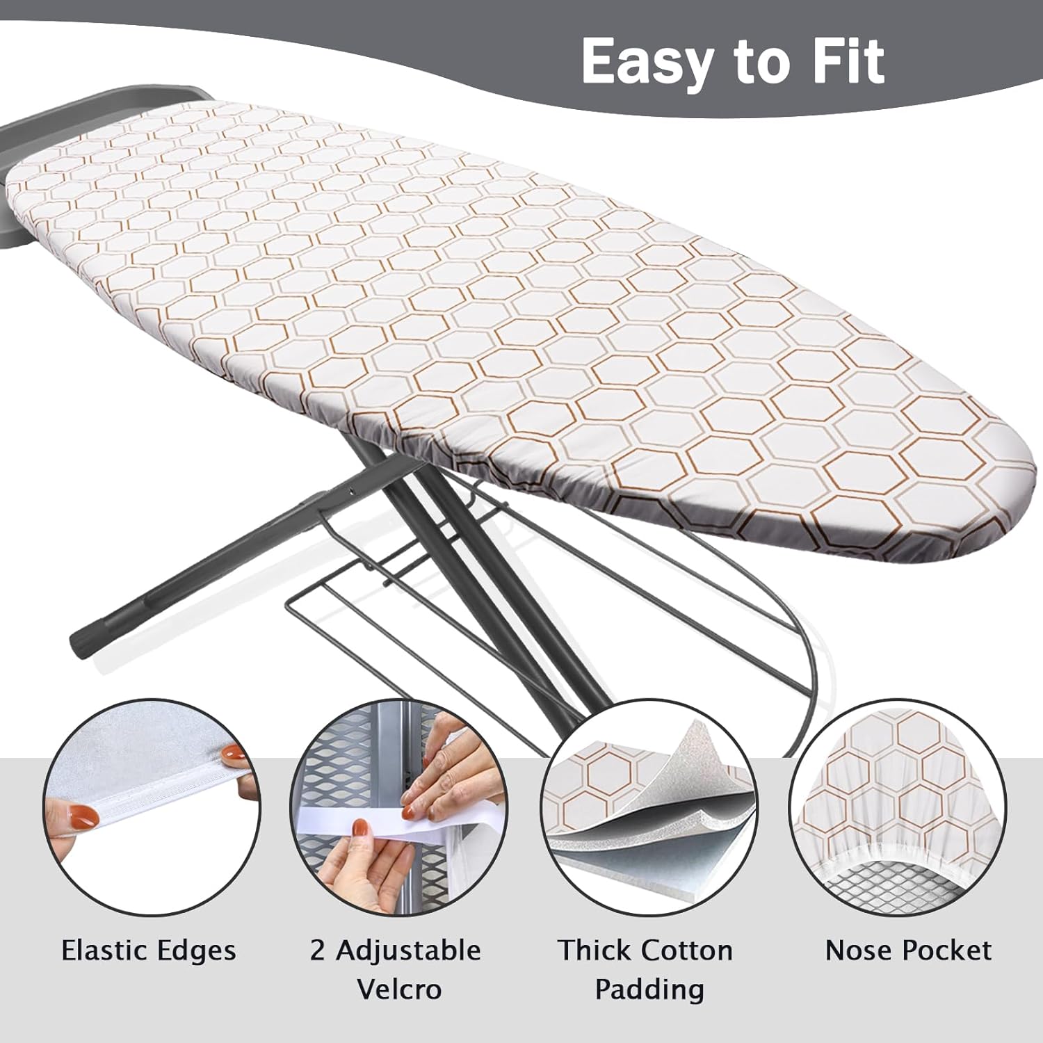 SheeChung Ironing Board Cover and Pad 18"x49" + Ironing Board Padding Only,Cut to Desired Sizes