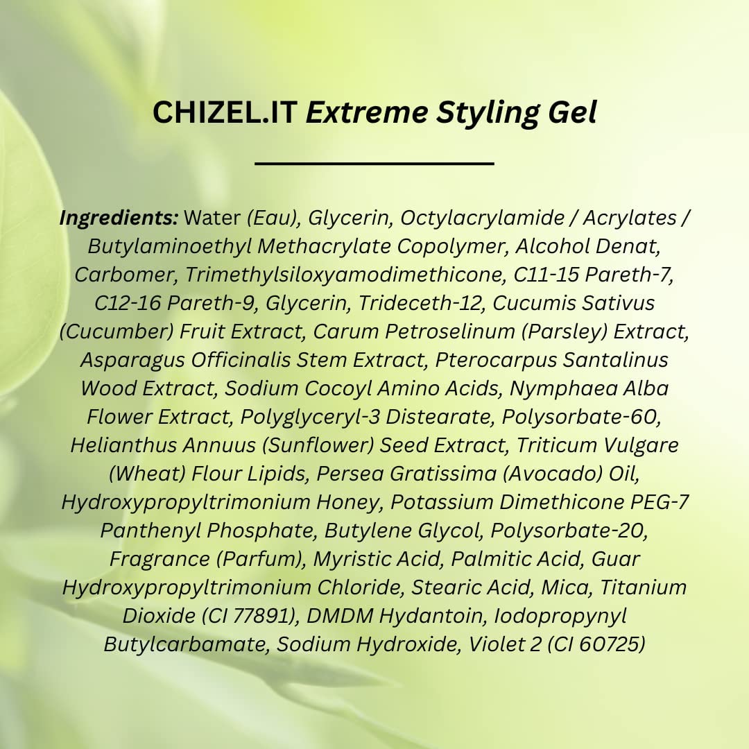 SUDZZFX CHIZEL.IT Hard Rock Hair Gel - Hard Holding Gel - Extreme Hold Hair - Hair Care Hair Curler - Alcohol-Free 6.8OZ