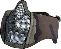 Vista 29 de AOUTACC Máscara de malla de airsoft plegable, máscaras de malla tácticas militares de nailon de media cara con protección para los oídos ajustables