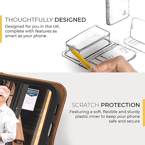 Miniatura 6 de Snakehive Funda de cuero para iPhone 13  Funda de piel auténtica con tarjetero  Funda tipo cartera con soporte  Compatible con iPhone 13  (marrón)