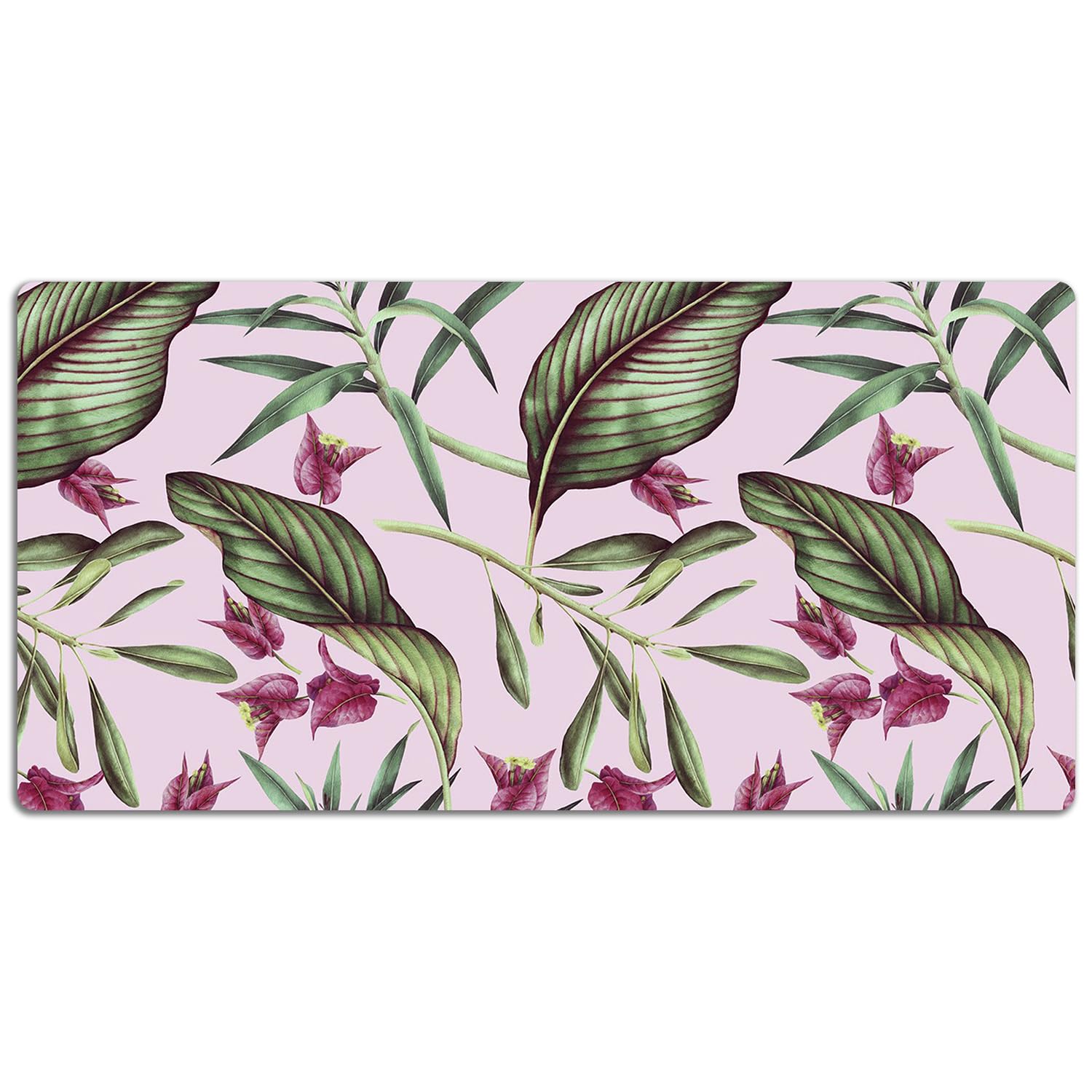 Sottomano da Scrivania 120x60 cm Impermeabile in Vinile PVC Protezione e Decorazione Facile da Pulire Superficie Protettiva per Ufficio e Casa Antiscivolo - Fiori rosa