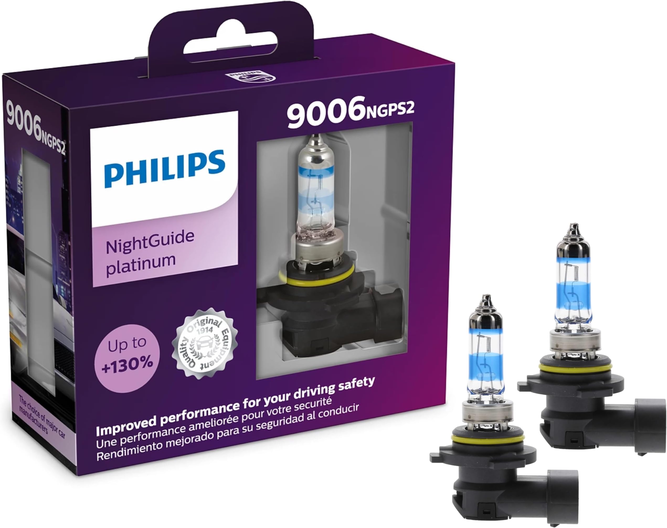 Philips automotive lighting 9006 NightGuide Platinum Upgrade Headlight Bulb, Pack of 2