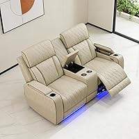 Vista 21 de Juego de sofá reclinable eléctrico de cuero con LED, juegos de muebles de sala de estar, 2 piezas sofás reclinables, juego de sofá reclinable
