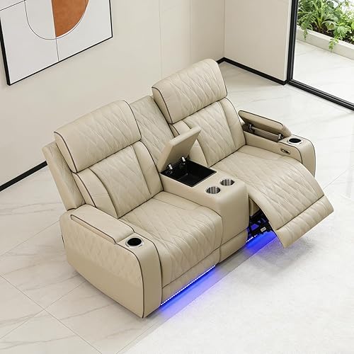Miniatura 43 de Juego de sofá reclinable eléctrico, juego de sofá reclinable de cine en casa, sofá biplaza reclinable de cuero transpirable con Debut negro,Negro