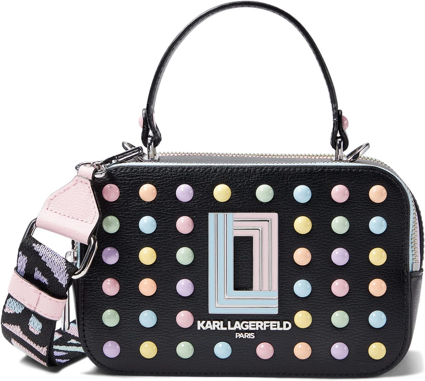 KARL LAGERFELD womens Simone Studded Camera Crossbody