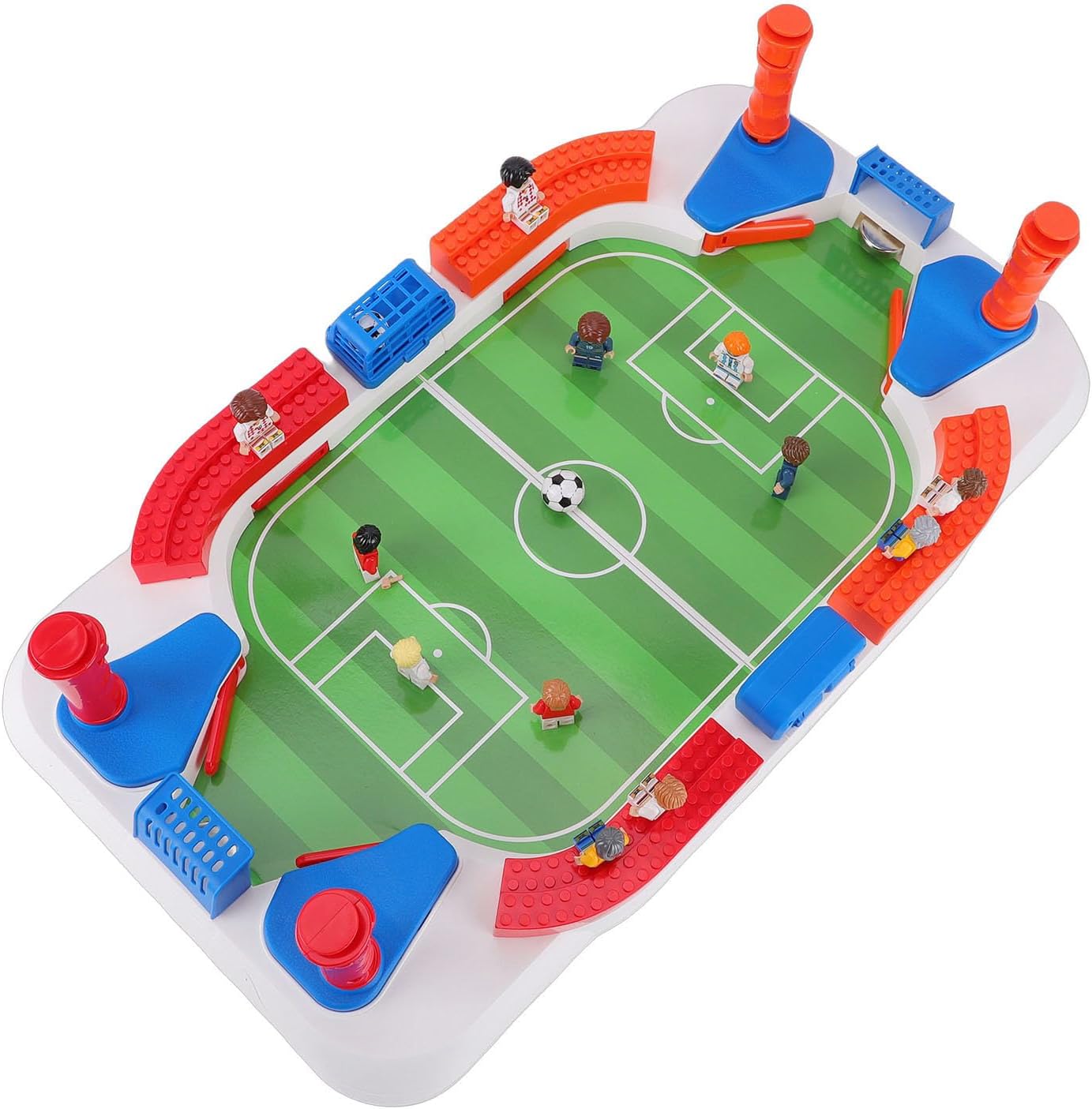 Focket Soccer Board Game, 4 Flipper Drive Large Sloping Court Tabletop Soccer Game, Table with Interactive Sports Toy for Kids Family Indoor Play
