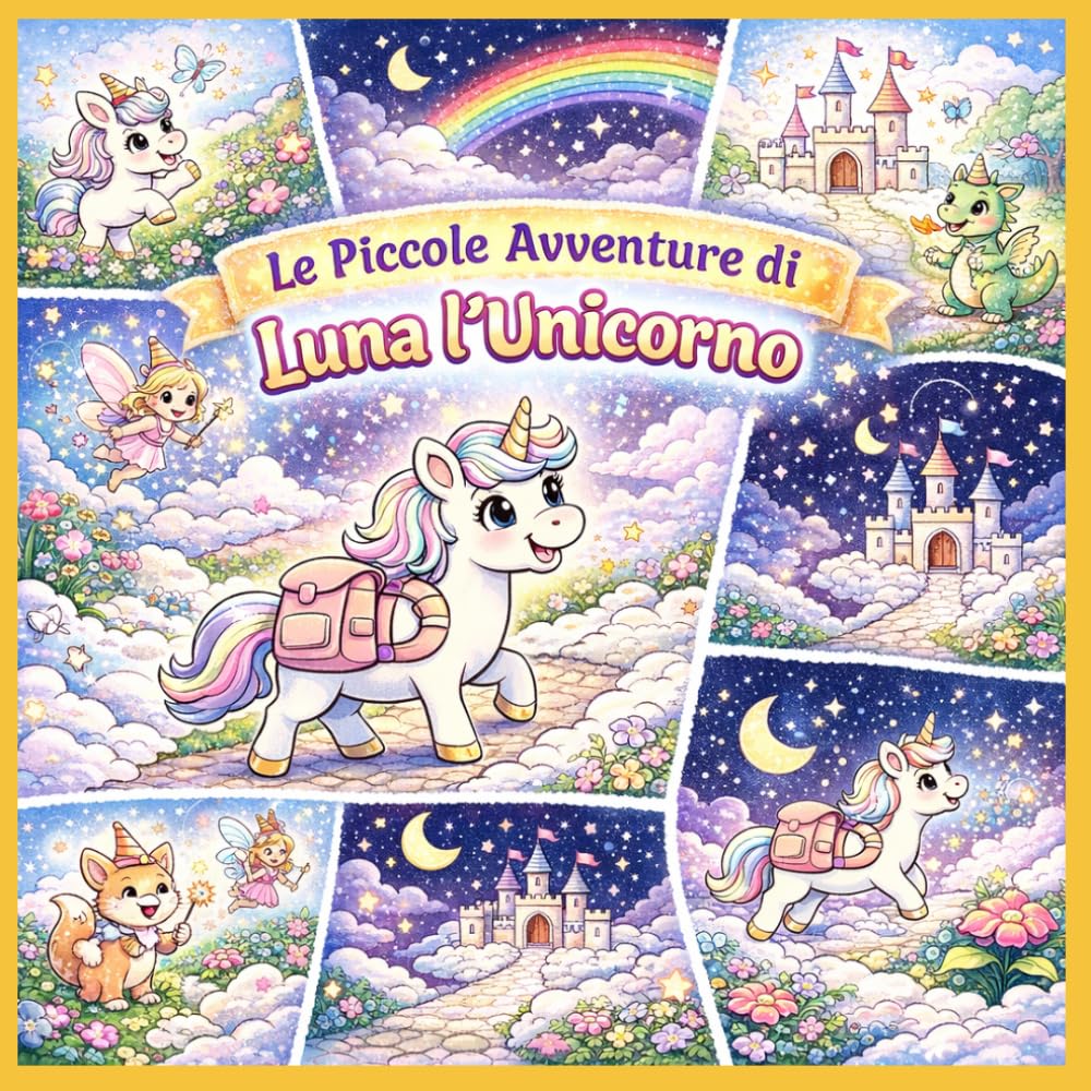 Libro da colorare con storie : Le Piccole Avventure di Luna l’Unicorno (Le Piccole Avventure da Colorare)