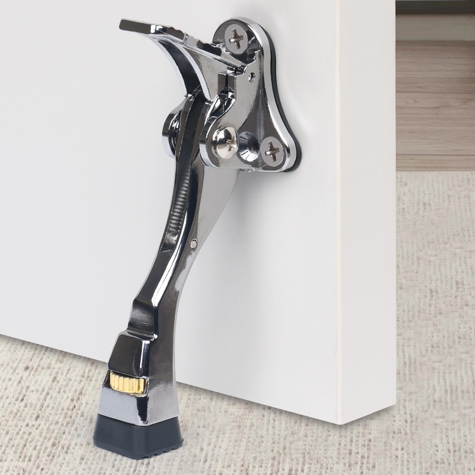Kick Down Door Stoppers for Bottom of Door, Heavy Duty Kickdown Door Stop, Adjustable Door Stoppers (Sliver, 4 Inch x 1 Pack) — image 1