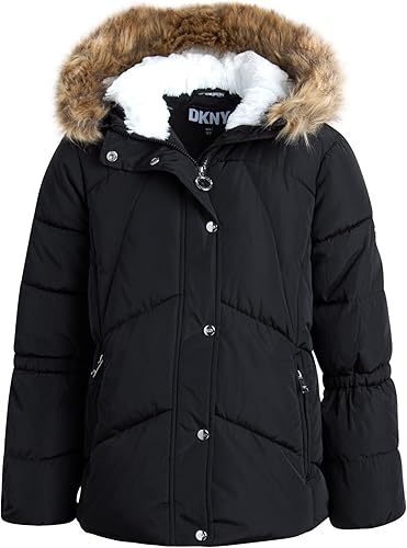 Miniatura 2 de DKNY Chaqueta de invierno para niñas, parka acolchada con burbujas acolchadas, abrigo pesado para niños pequeños, niñas (2T-16)