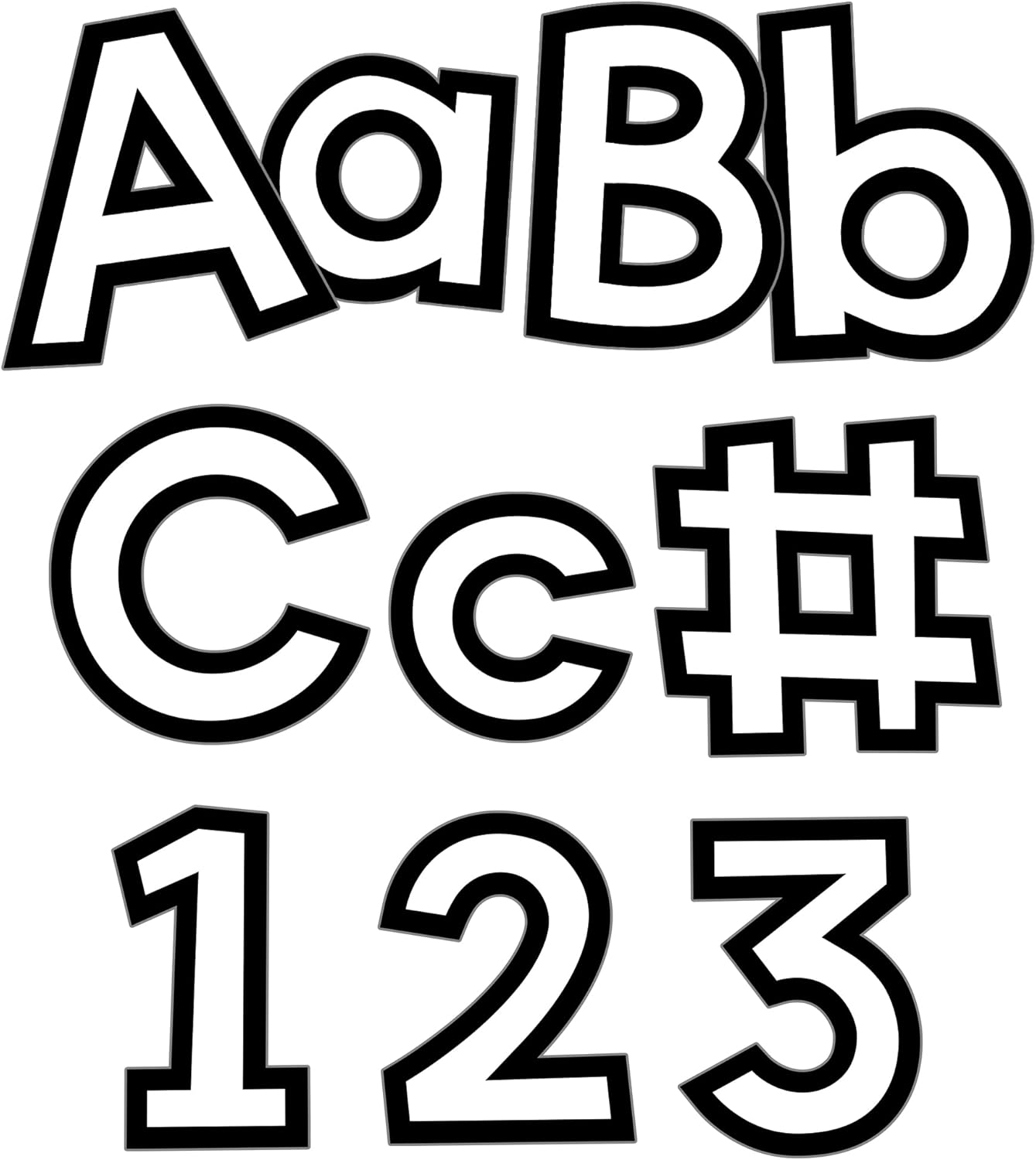 Carson Dellosa 219-Piece 4 Inch Black and White Cutout Letters for Bulletin Boards, Numbers, Punctuation, Symbols and More, White Classroom Letters for Bulletin Board