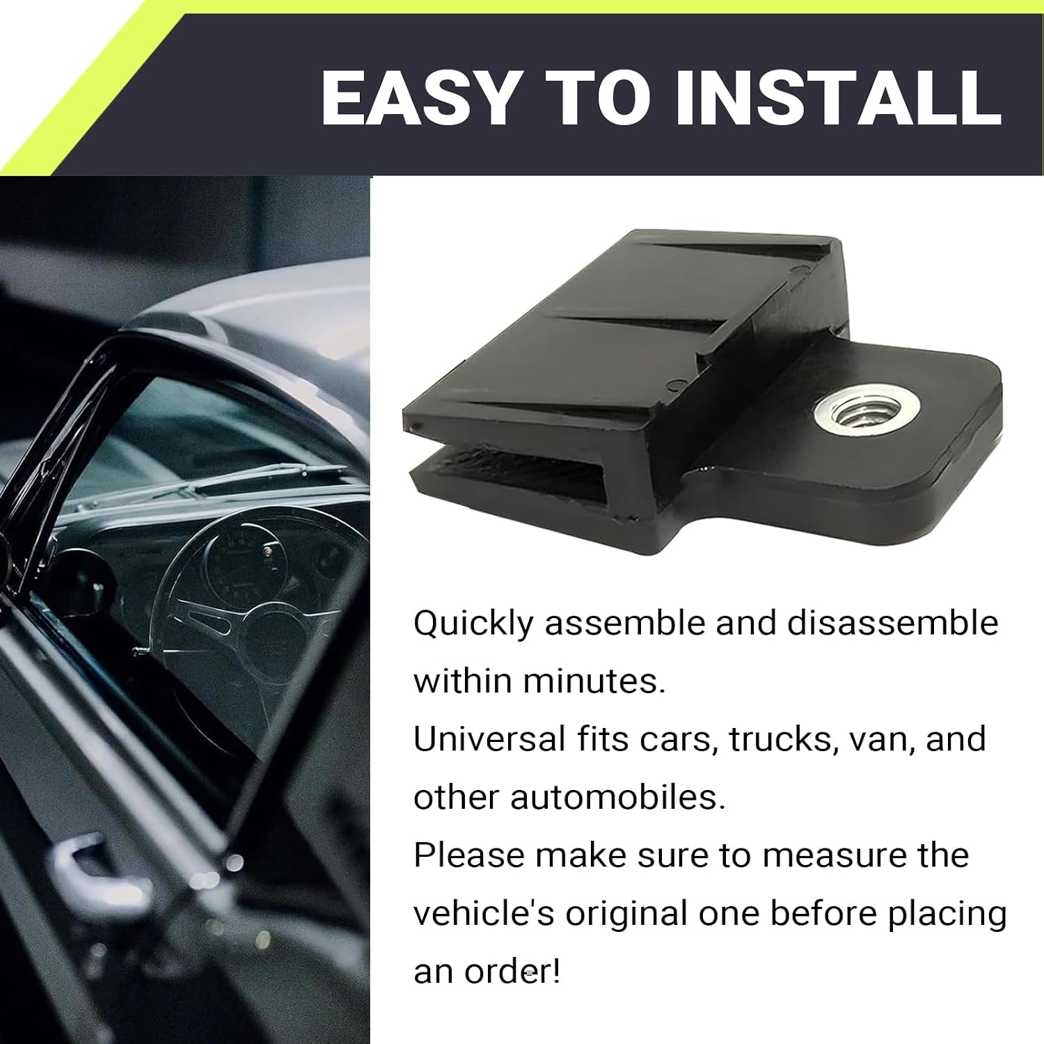 2 PCS Car Window Door Glass Channel Clip, Window Regulator Bracket Slot Fixing Clip, Car Repair Modification Replacement Accessories, Universal for Most Vehicles (Black)