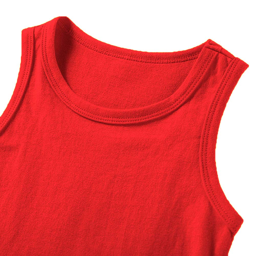 DCUTERQ niño bebé niños niñas sólido Tanque Tops Camisetas Camisetas algodón Verano Chaleco sin Mangas Rojo 7 años