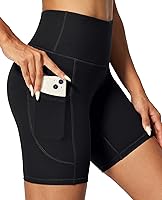 IUGA Women's 6" High Waisted Biker Shorts with Tummy Control, Pockets - Yoga Running Gym Compression Spandex