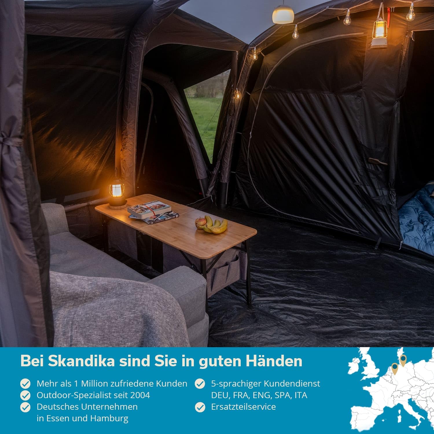 Skandika Schlafkabine für Timola 6 Air Sleeper XL Plus | Kabine für den seitlichen Anbau, für 2 Personen, Sleeper Technology, aufblasbares Zelt, Air Tent | Tunnelzelt, Familienzelt, Camping Zubehör