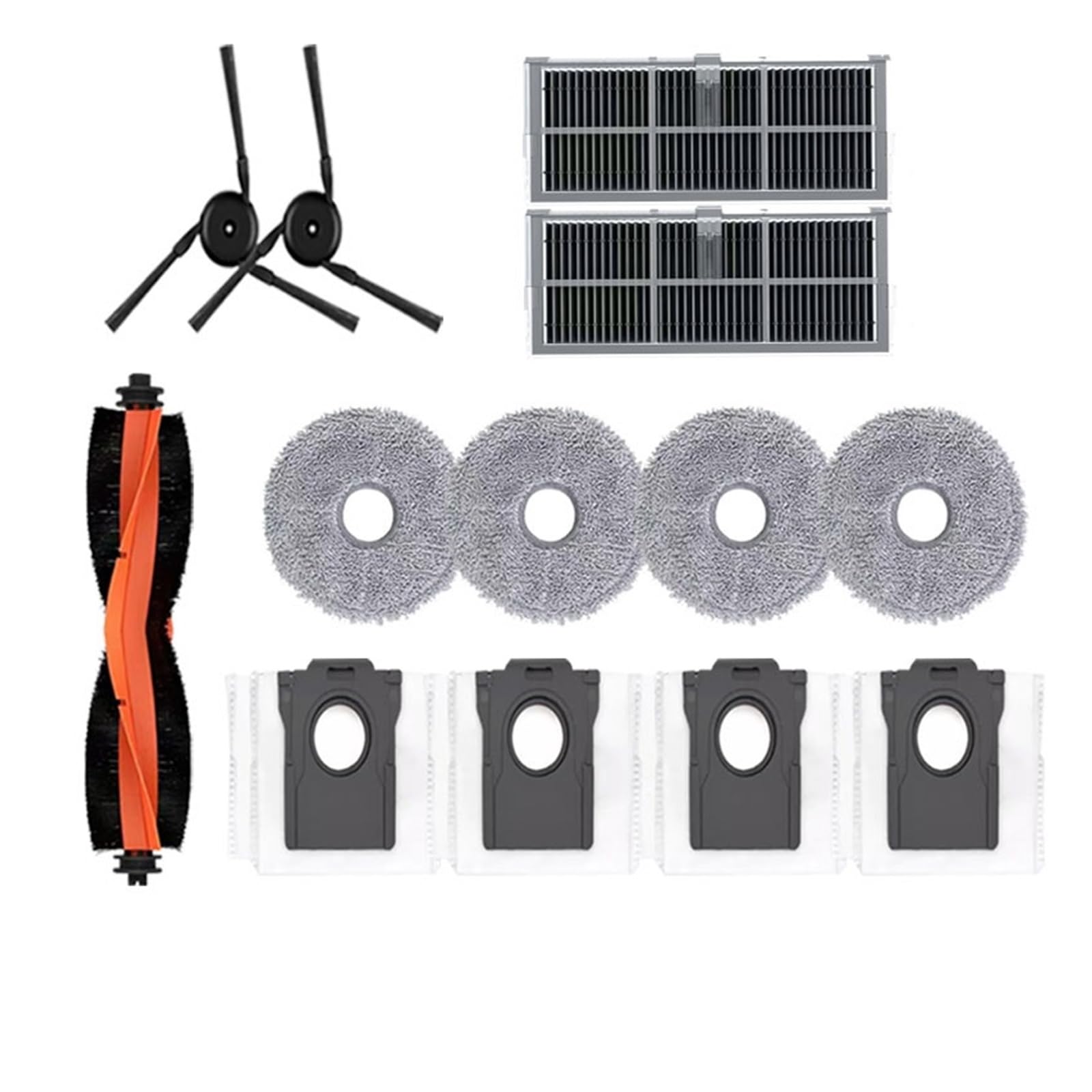 Kicici Accessories Compatible With Dreame L40 Ultra / X40 Ultra Robot Vacuum Spare Parts Main Side Brushes Mop Cloths HEPA Filters Dust Bags(Set1)